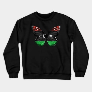 Libyan Flag  Butterfly - Gift for Libyan From Libya Crewneck Sweatshirt